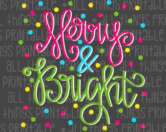 Letras PNG imprimibles alegres y brillantes - Rosa - Diseño de sublimación navideña - Descarga instantánea - Sublimación PNG (#ATP136)