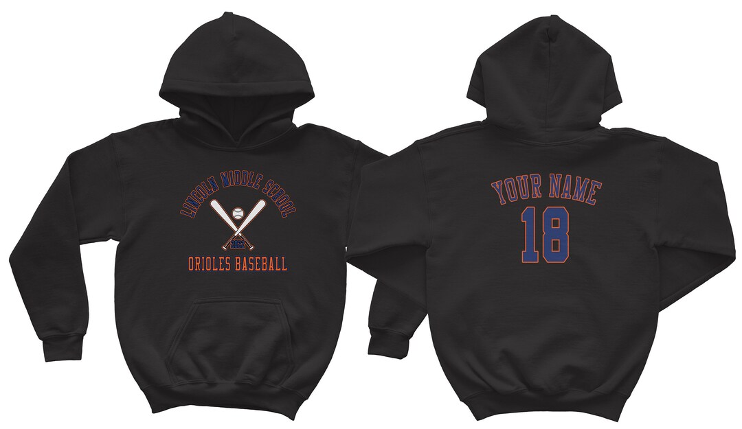 Custom Baseball Team Hoodie YOUTH SIZE UNISEX Choose School