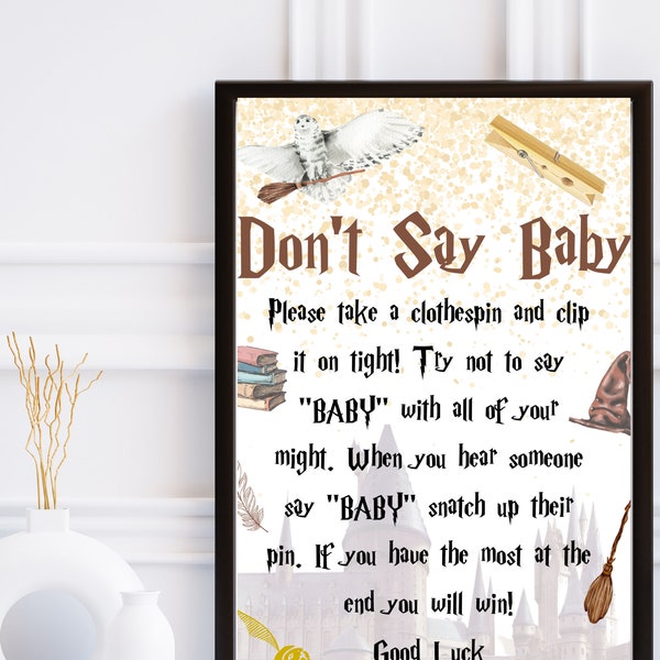 Magical Wizard Don't Say Baby Clothespin Baby Shower Game