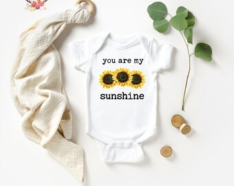 You Are My Sunshine Baby Onesie Floral Baby T-Shirt New Mom Gift Sunflower Baby Bodysuit Baby Shower Gift