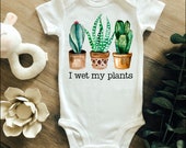 I Wet My Plants Onesie, Aloe Vera Cactus Onesie, Plant Baby Onesie, Boho Baby Clothes, Funny Baby Onesie
