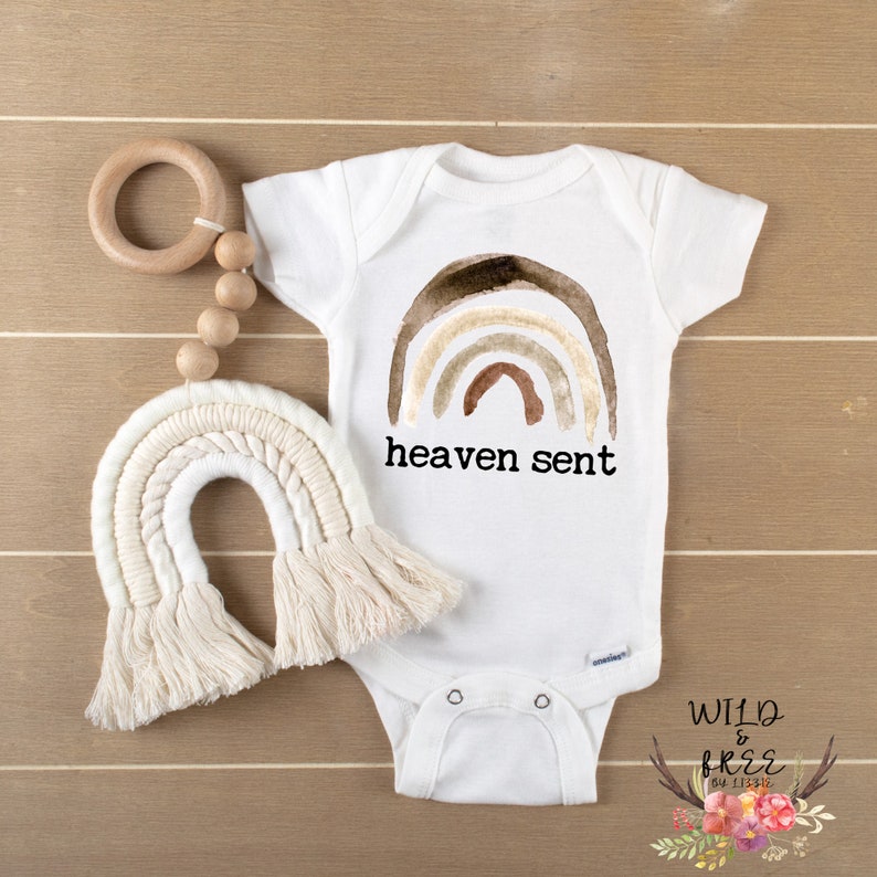 Rainbow Heaven Sent Onesie Rainbow Baby Bodysuit Baby Etsy
