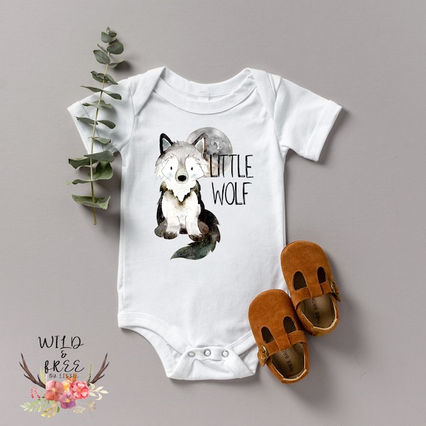 Little Wolf Onesie, Baby Wolf Bodysuit, Cute Woodland Animal Shirt, New to the Pack Onesie, Cute Wolf Baby Shower Gift, Newborn Wolf Outfit