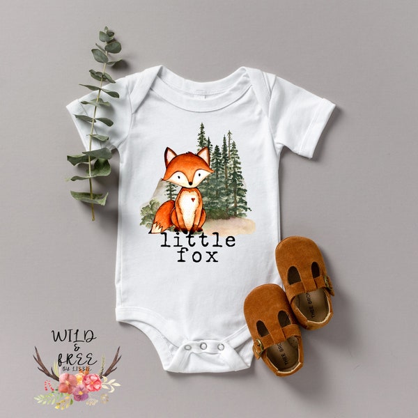 Little Fox Onesie, Fox Baby Bodysuit, Cute Woodland Animal Onesie, Fox and Forest Shirt, Toddler Fox Shirt