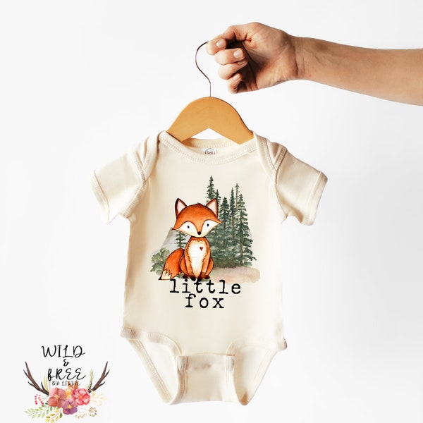 Fox Baby Bodysuit, Little Fox Bodysuit, Cute Woodland Animal Bodysuit, Little Fox Toddler Shirt, Natural Color Bodysuit