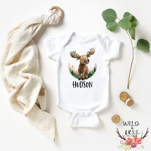 Custom Moose Onesie, Moose Bodysuit, Woodland Animal Onesie, Cute Baby Clothes