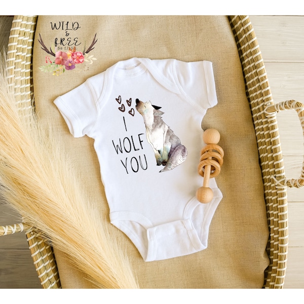 I Wolf You Onesie, Wolf Onesie, Wolf Baby Bodysuit, Gender Neutral Baby Clothes, Cute Woodland Animal Onesie, Unique Baby Gift