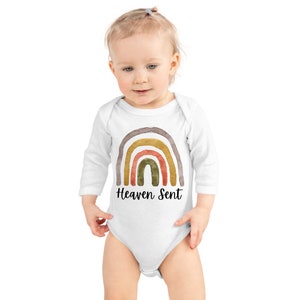 Rainbow Heaven Sent Onesie, Rainbow Baby Bodysuit, Pregnancy Announcement Rainbow Baby, Baby Shower Gift image 2