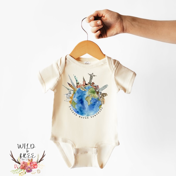 Future World Traveler Bodysuit, World Traveler Baby Onesie, Adventure Toddler Shirt, Pregnancy Reveal Onesie, Gender Neutral Baby Clothes