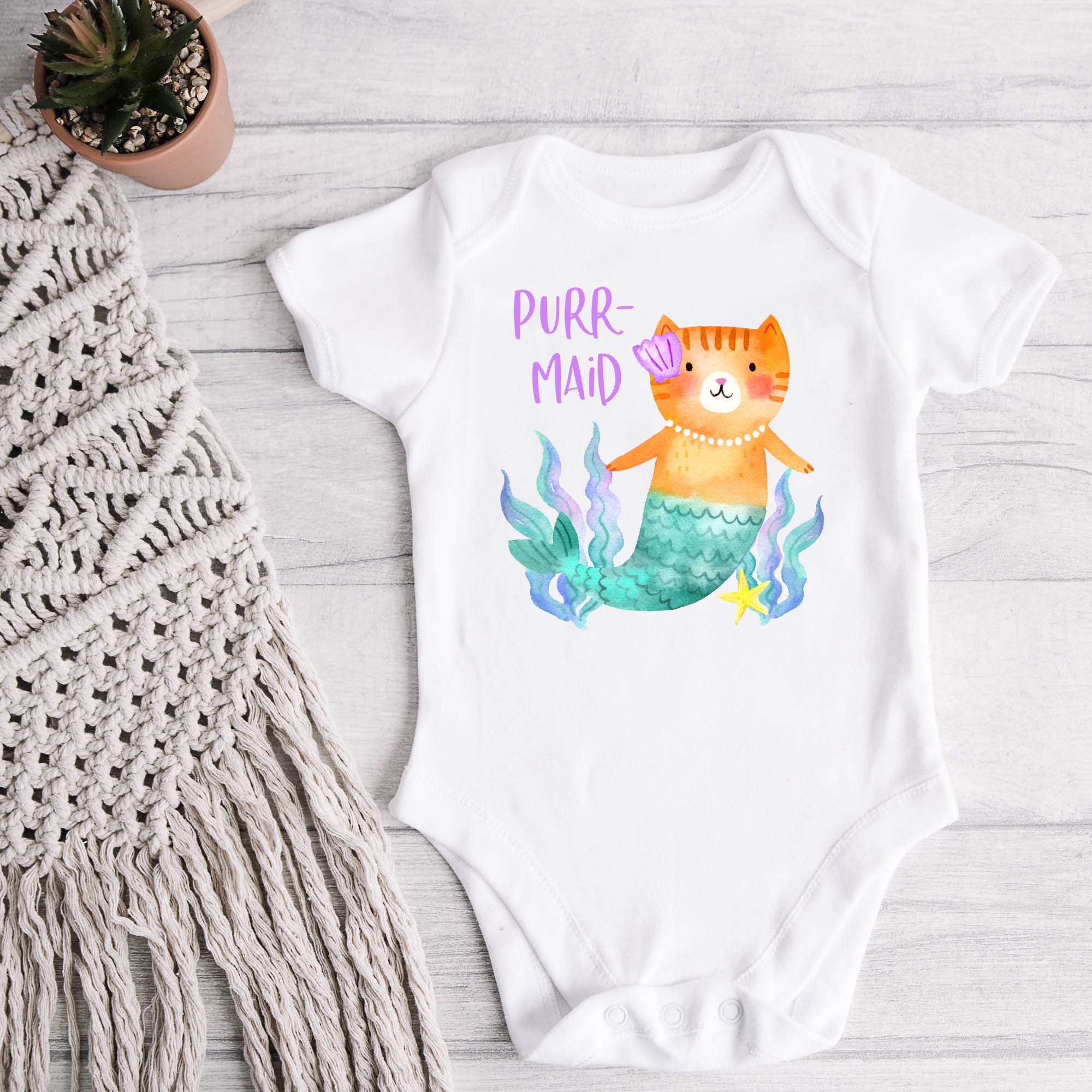 Discover Purr-maid Onesie, Mermaid Baby Onesie, Cat Onesie