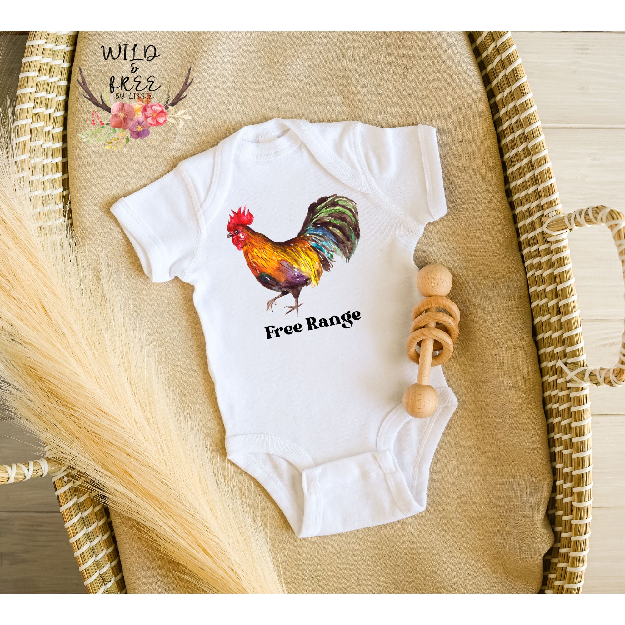 Free Range Rooster Onesie Rooster Bodysuit Farm Animal Baby Onesie Rooster Toddler Tee Farmer Onesie Free Range Baby Onesie Etsy UK