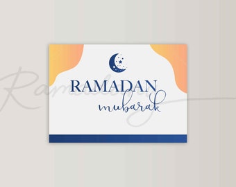 Ramadan Mubarak Greeting Card – Ramadan 2023 Card 5x7 and 4x6 – Bold Colors – Downloadable