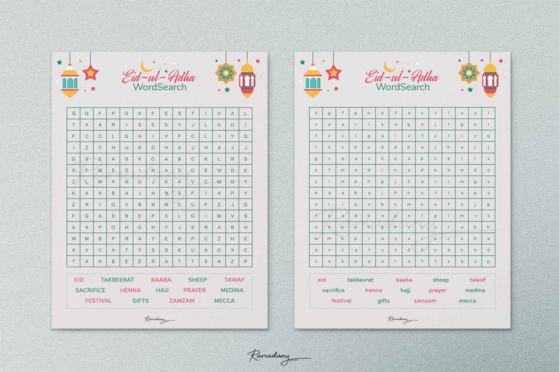 Eid-ul-Adha Word Search Uppercase and Lowercase Kids Edition Printable Eid Activity Sheet image 1