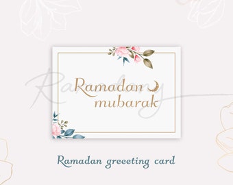 Ramadan Floral Digital Greeting Card – Ramadan 2023 Card 5x7 and 4x6 – Printable