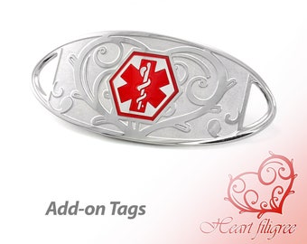 MedicEngraved™ 316L Stainless Steel Replacement / Add-on Medical ID Tag with Star of Life symbol - Engraving Included