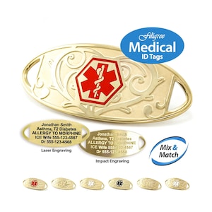 Engraved Replacement Mix & Match Medical Alert ID Tag by MedicEngraved® –Yellow Gold Stainless Steel