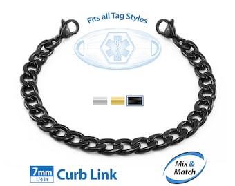 Medical Alert ID Replacement Mix & Match 7mm Curb Bracelet Band (No Tag) by MedicEngraved® - Stainless Steel