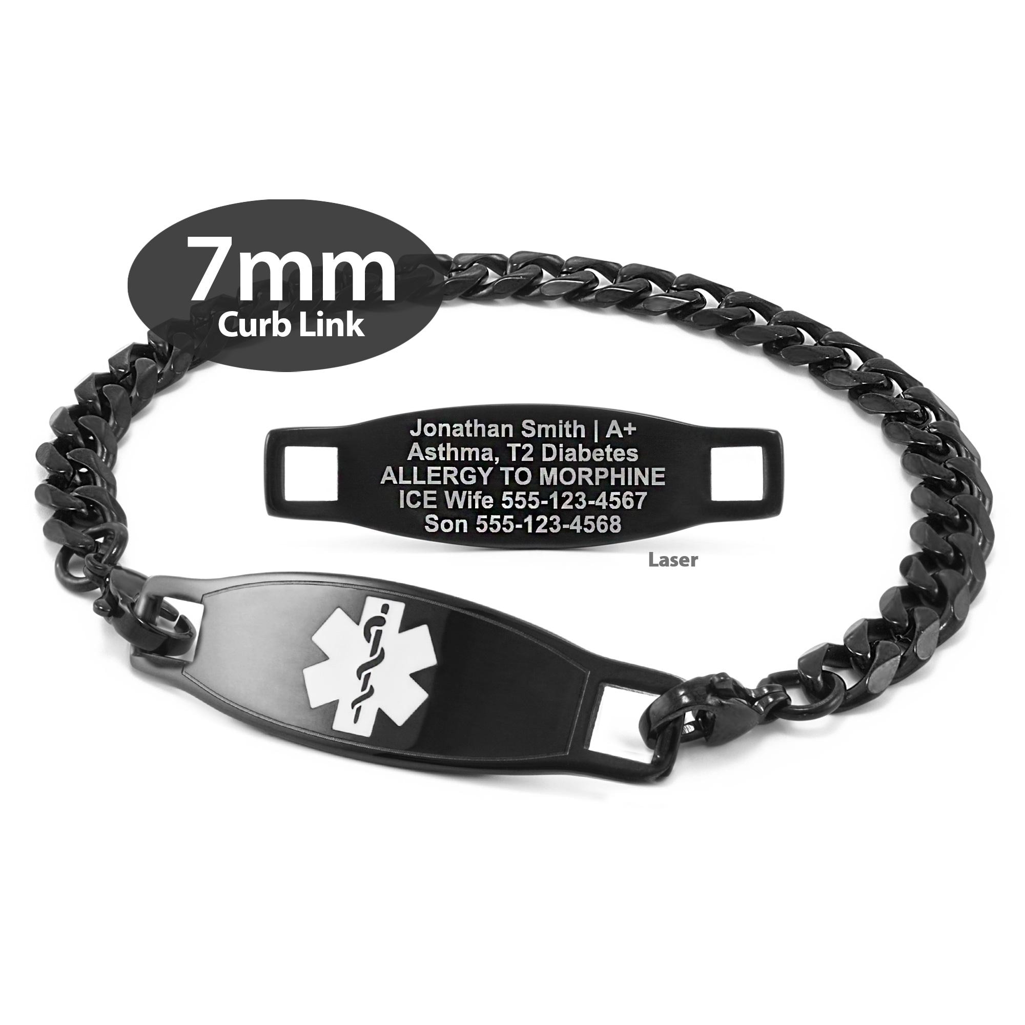 Medicengraved® 7mm Curb Link Bracelet in 316L Stainless Steel