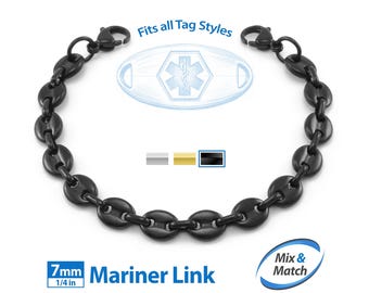 Medical Alert ID Replacement Mix & Match 7mm Mariner Link Bracelet Band (No Tag) by MedicEngraved® - Stainless Steel