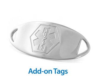 MedicEngraved™ 316L Stainless Steel Replacement / Add-on Medical ID Tag with Star of Life symbol - Engraving Included