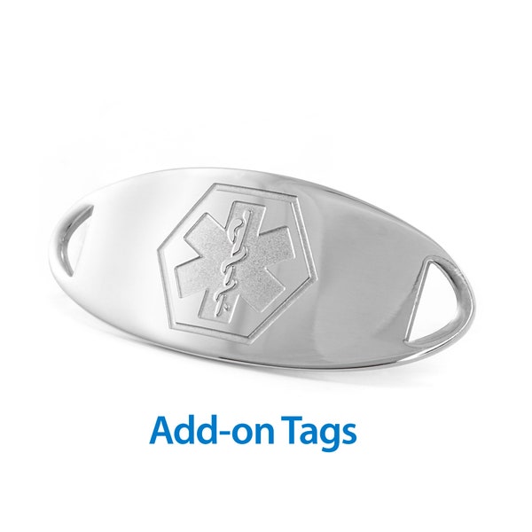 MedicEngraved™ 316L Stainless Steel Replacement / Add-on Medical ID Tag with Star of Life symbol - Engraving Included