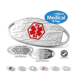 MedicEngraved™ 316L Stainless Steel Replacement / Add-on Medical ID Tag with Star of Life symbol - Engraving Included
