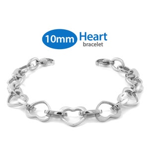 MedicEngraved™ 316L Stainless Steel  Replacement / Add-on 10mm Heart Link Bracelet (bracelet only - tag not included)
