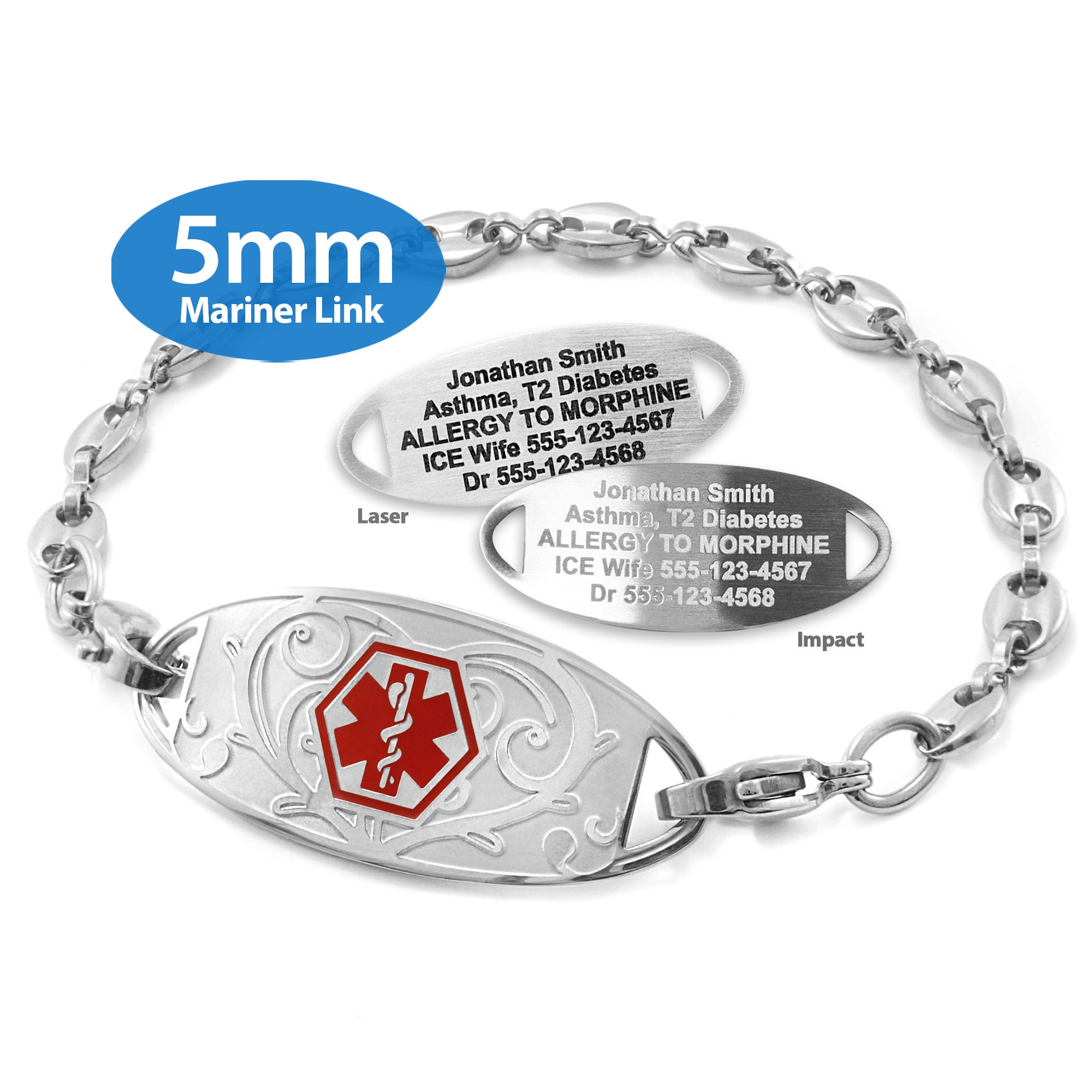 Intechangeable Medical Alet Bacelets With Fee Customize