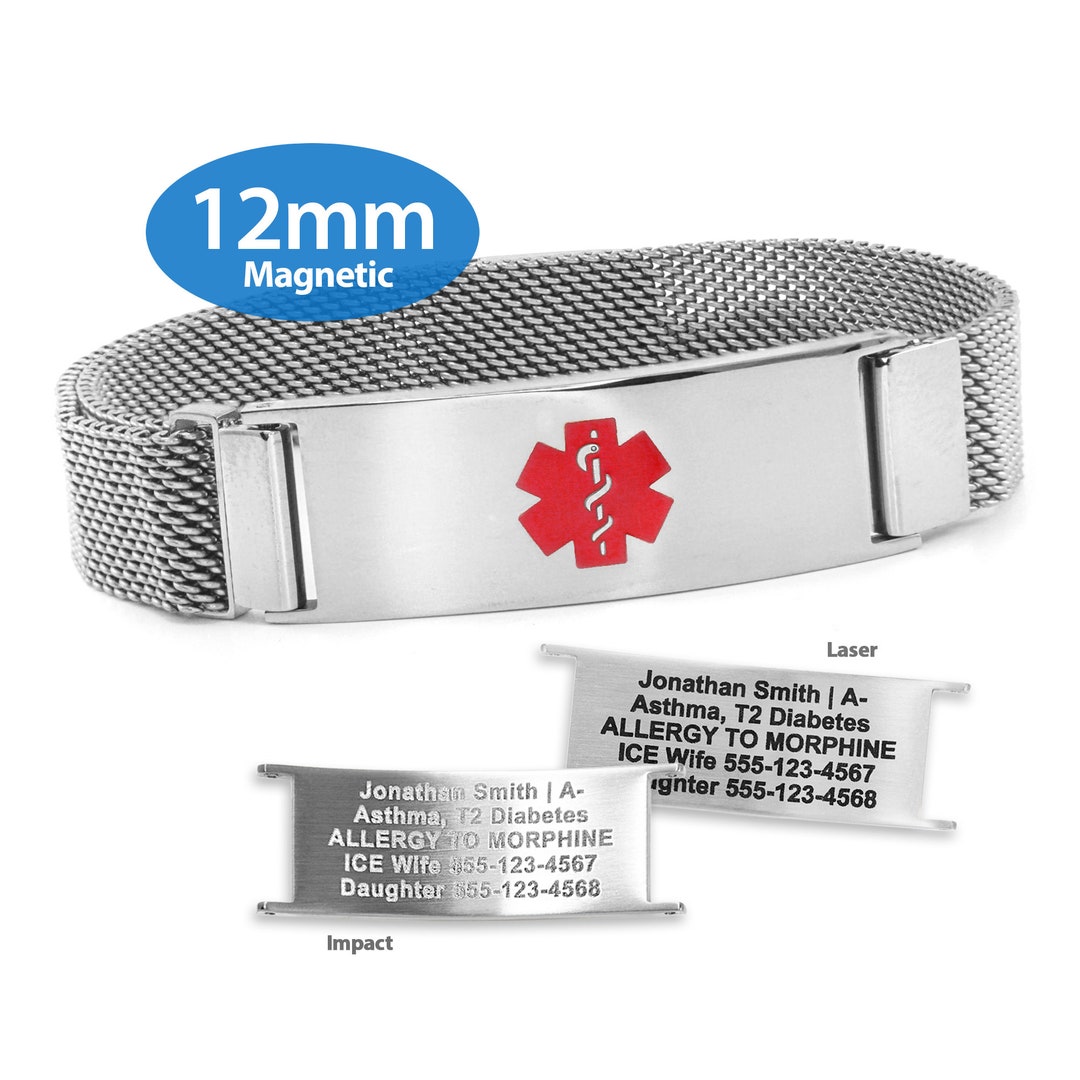 Medicengraved™ 316L Stainless Steel 12mm Magnetic Mesh Band With