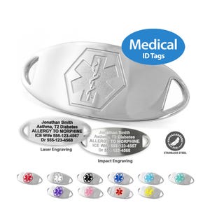MedicEngraved™ 316L Stainless Steel Replacement / Add-on Medical ID Tag with Star of Life symbol - Engraving Included