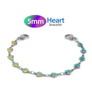 MedicEngraved® 5mm Heart Link Replacement / Add-on Bracelet in 316L Stainless Steel Rainbow Finish (bracelet only - tag not included)