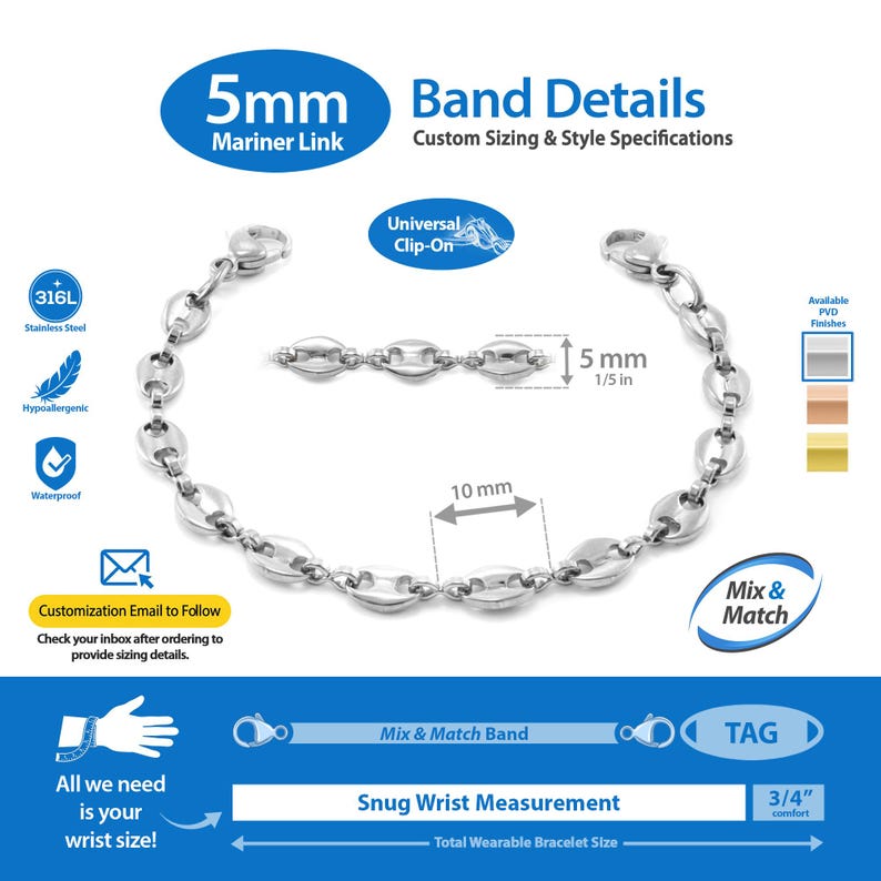 5mm Mariner Link Band Details