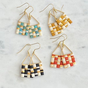 Beaded Tila Earrings | Tile Beads | Modern Earrings