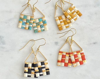 Beaded Tila Earrings | Tile Beads | Modern Earrings