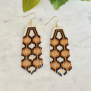 Retro-Inspired Handwoven Fringe Earrings | Seed Bead Earrings | Statement | Unique