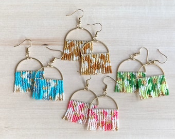 Modern Abstract Beaded Earrings | Seed Bead Earrings | Geometric | Handwoven