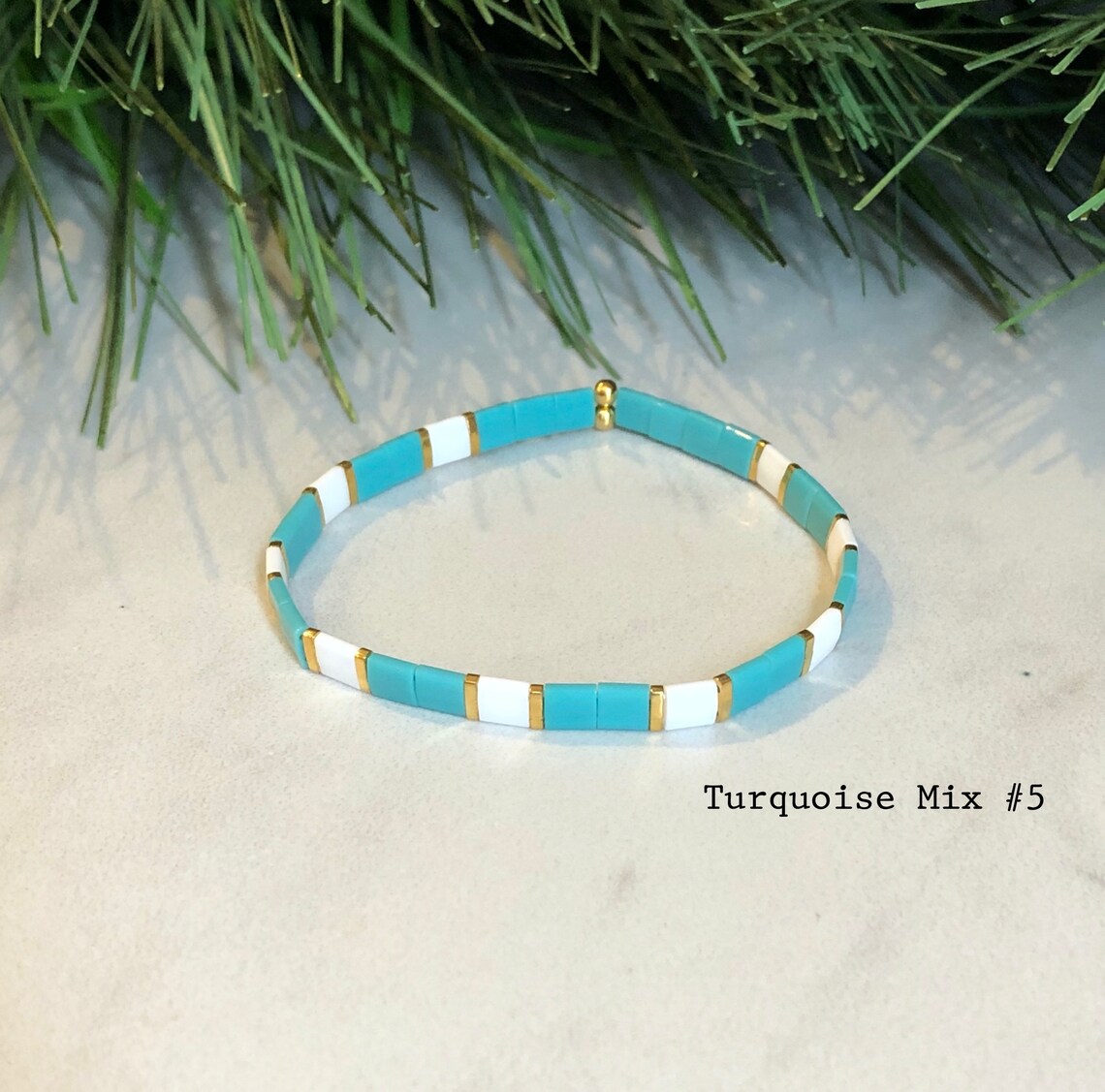 Stackable Beaded Bracelets Glass Tile Bracelets 24k Gold Etsy