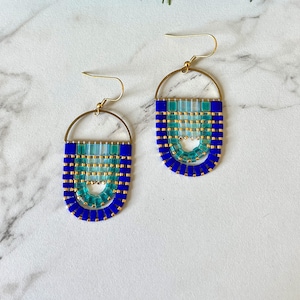 Beaded Miyuki Tila Earrings | Handwoven Beaded Earrings | Tile Beads | Modern Earrings