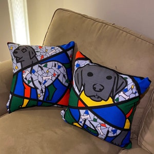 Dog Pillows with Bright Colors - Puppy Accent Pillow. Throw Pillow for dog lovers. Great Gift for Friend & Dog Owners - Modern Sofa Cushion