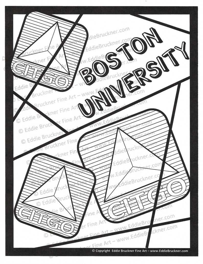 Boston Coloring Book Printable Instant Download of 20 Fun Etsy