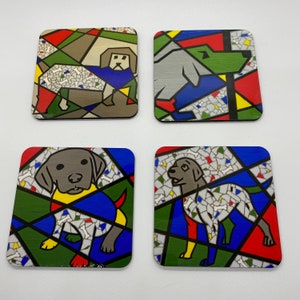 Puppy Dog Drink Coasters - Pop-Art - Set of 4 - Great for the dog lover! Colorful, Great Hostess Gift, Birthday Gift, Housewarming present