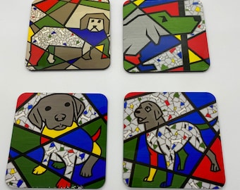 Pop Art Puppy Dog Coasters: Colorful Drink Coasters, Set of 4 Gift for Dog-Lovers