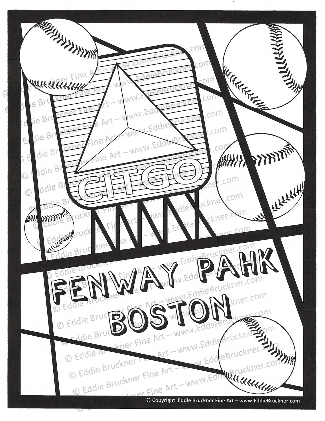 Boston Coloring Book Printable Instant Download of 20 Fun Coloring