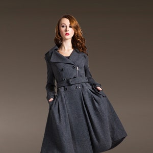 Wool Blend Coat with Full Skirt