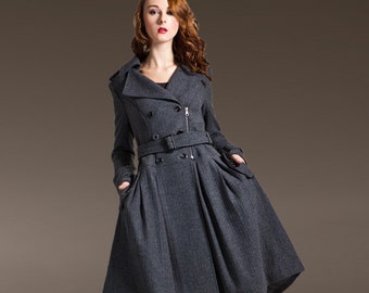 womens full skirt long coat