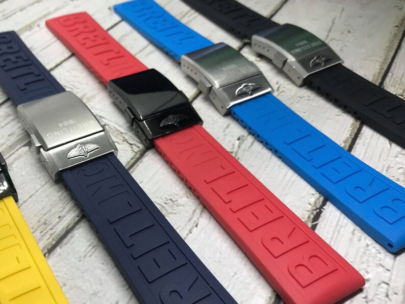 Nouveau bracelet 20/22/24 mm pour bracelet en silicone de haute qualité Breitling, noir, bleu foncé, bracelet rouge pour montre Breitling avec boucle avec boucle image 5