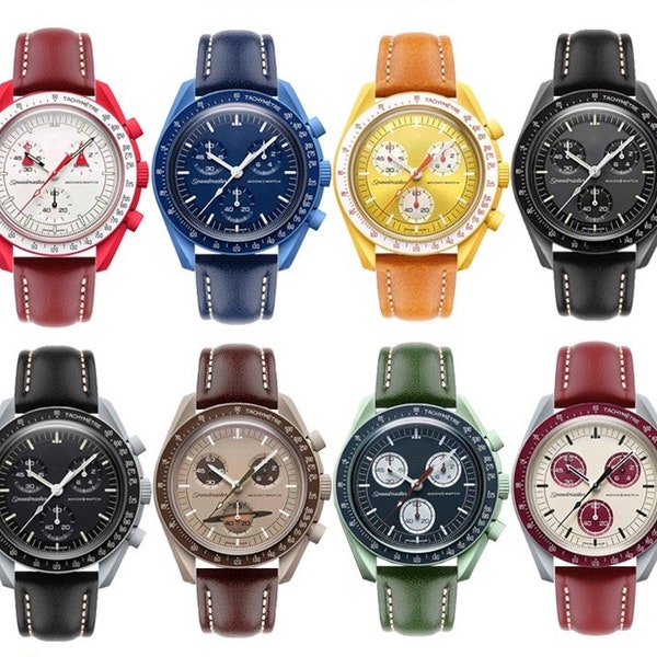 Nuevo Repuesto de correa de reloj de 20mm para Swatch Omega Speedmaster Joint MoonSwatch, correa de cuero, pulsera deportiva suave