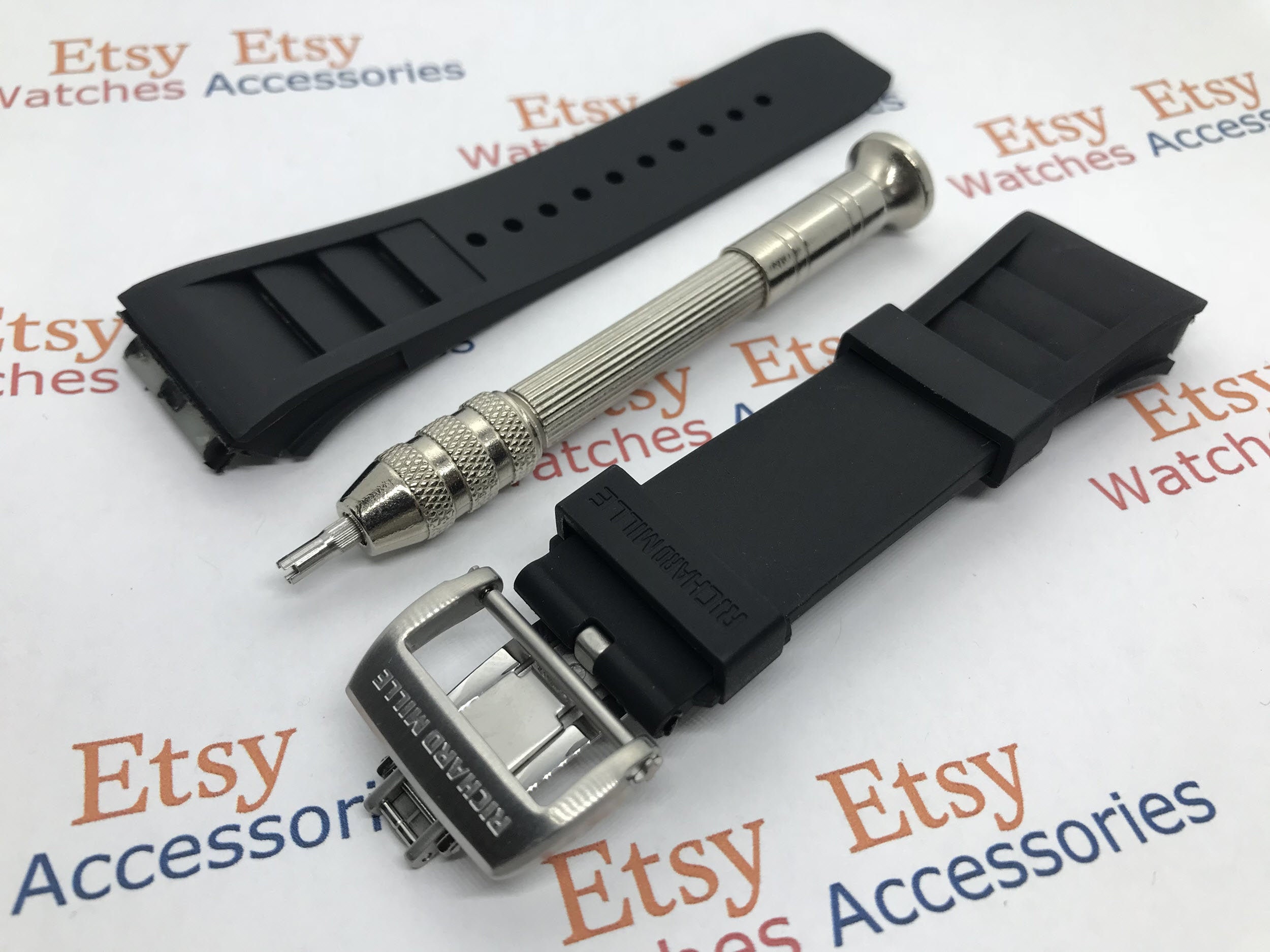 New 20mm Black Silicone Rubber Watchband For Richard Mille RM011 Strap Watch Band + Screwdriver + Buckle