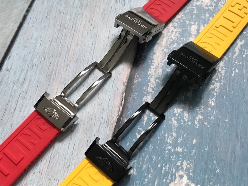Nouveau bracelet 20/22/24 mm pour bracelet en silicone de haute qualité Breitling, noir, bleu foncé, bracelet rouge pour montre Breitling avec boucle avec boucle image 8