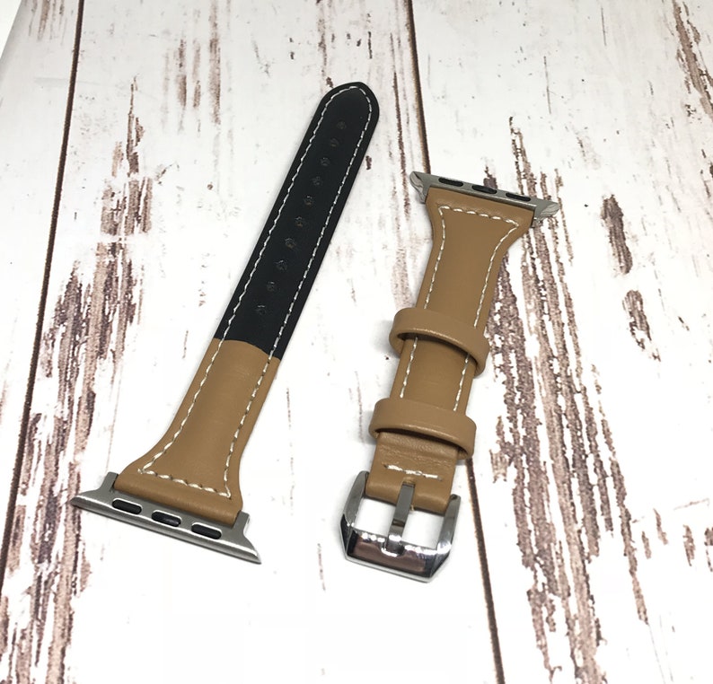 NOUVEAU Brown Black Genuine Leather Apple Watch band, 38mm 40mm 42mm 44mm Pour les femmes, Pour les bandes Apple Watch série 1 2 3 4 5 6 Silver